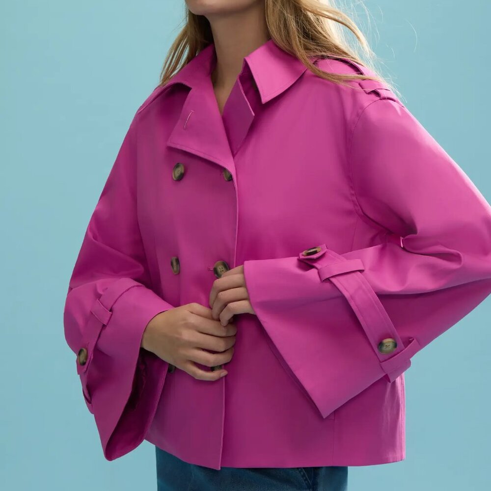 NVLT Cropped  Trench with Flare Sleeve NWT Size S